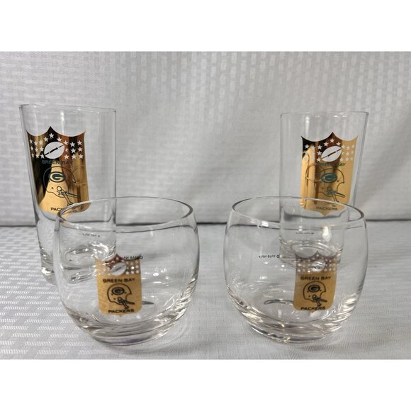 Green Bay Packers NFLP Vintage Glasses  (4)-2 1967 High Balls & 2 1968 Roly Poly - Picture 3 of 16